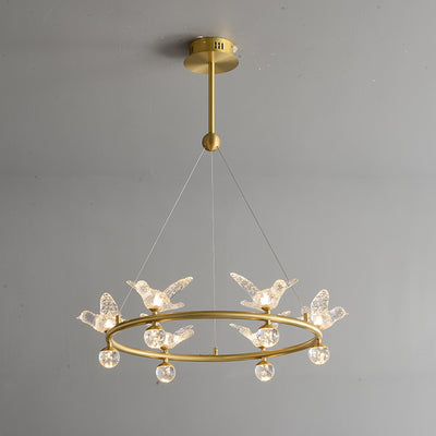 Multi birds ring chandelier