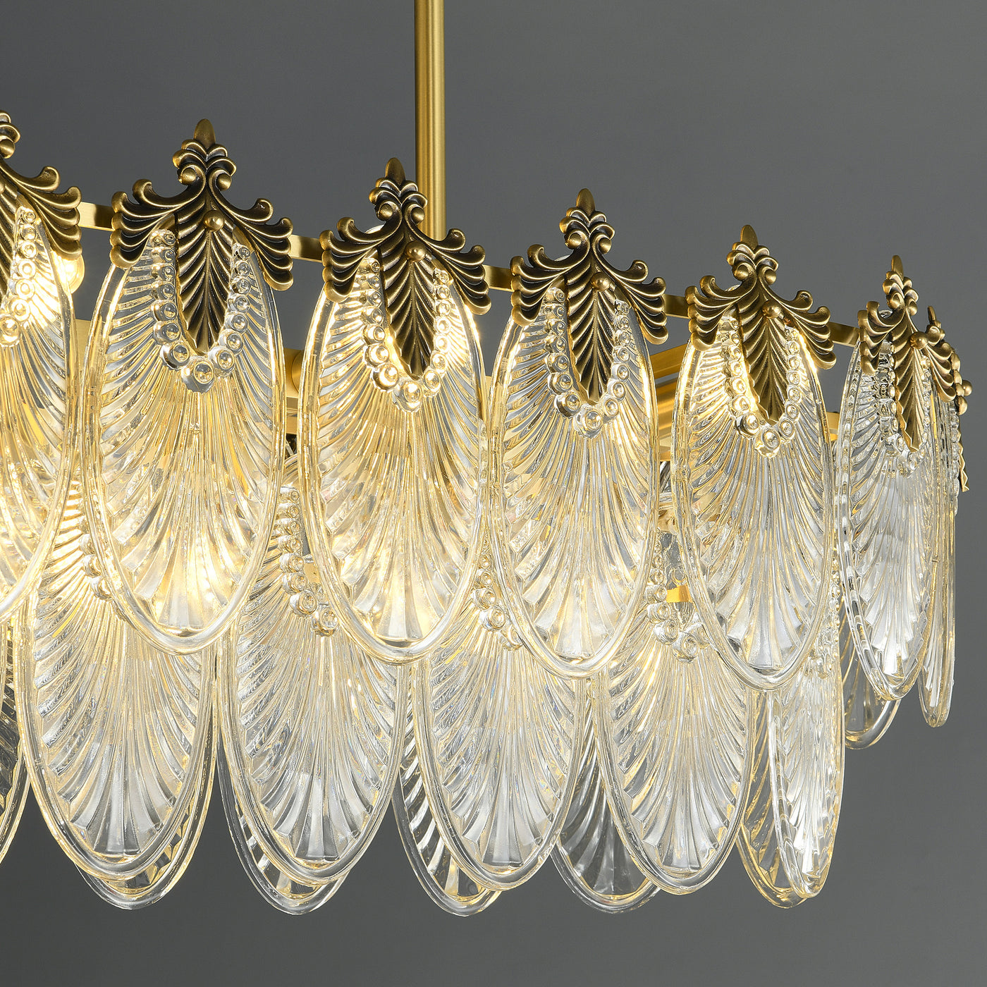 Golden leaves flake crystal brass chandelier