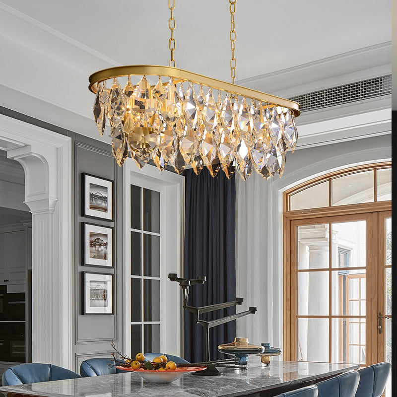 Luxury and full copper Crystal Fragment Line Chandelier