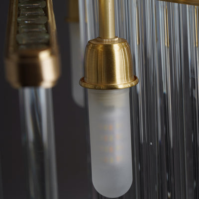 Modern linear brass chandelier