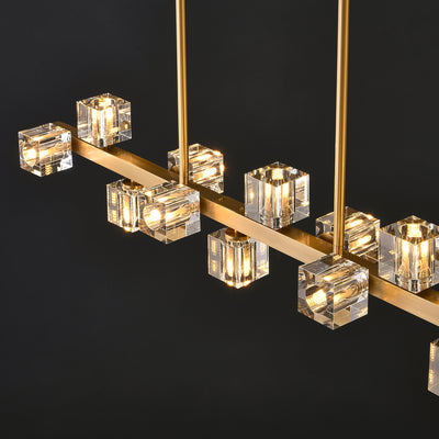 Line Cube Crystal Chandelier