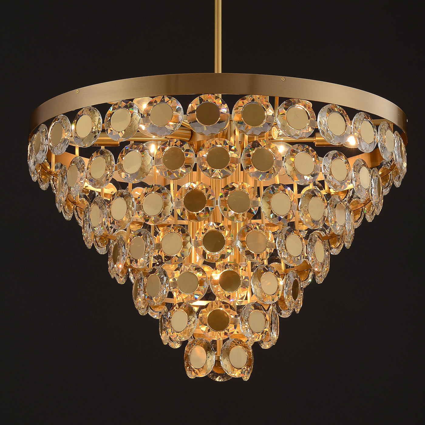 Conical Gold Coin Crystal Chandelier