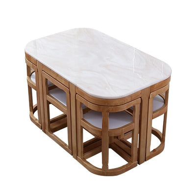 Marble dining table solid wood