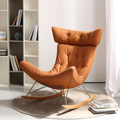 Cowhide leather single sofa rocking chair