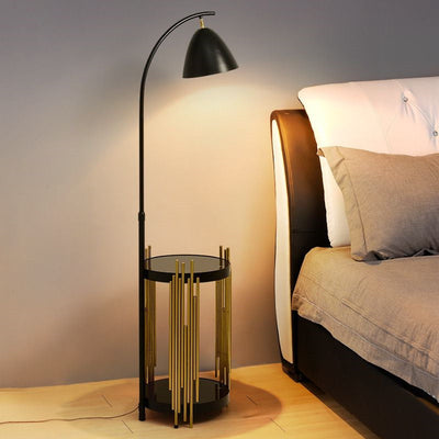 Golden tray floor lamp