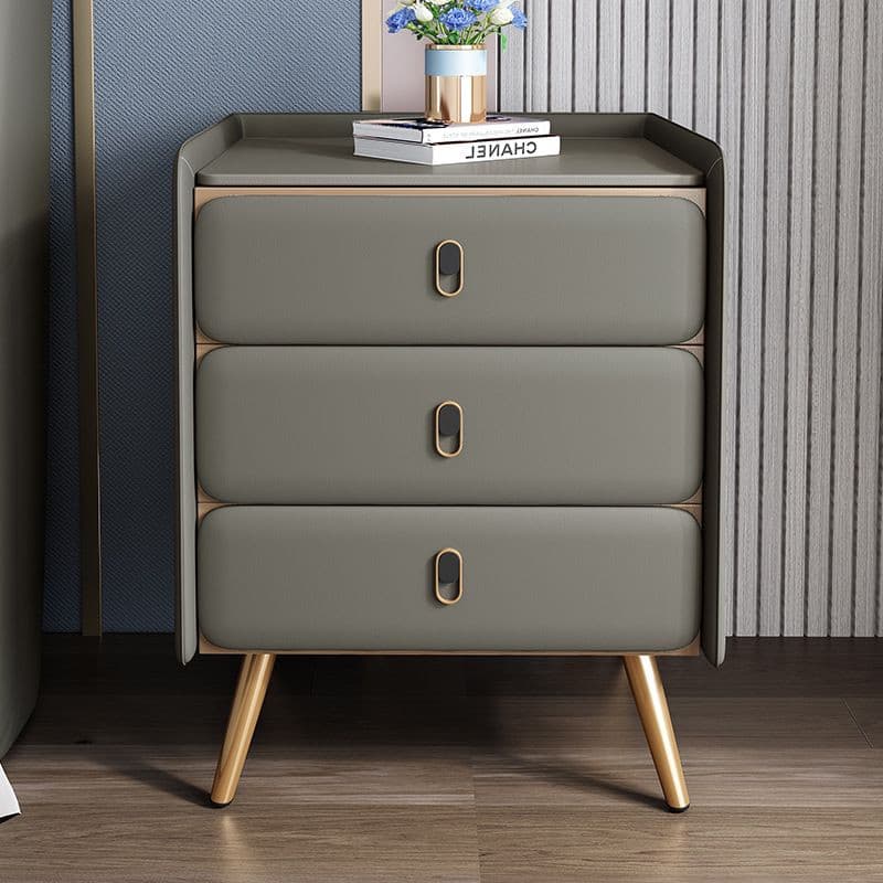 Leather solid wood bedside table