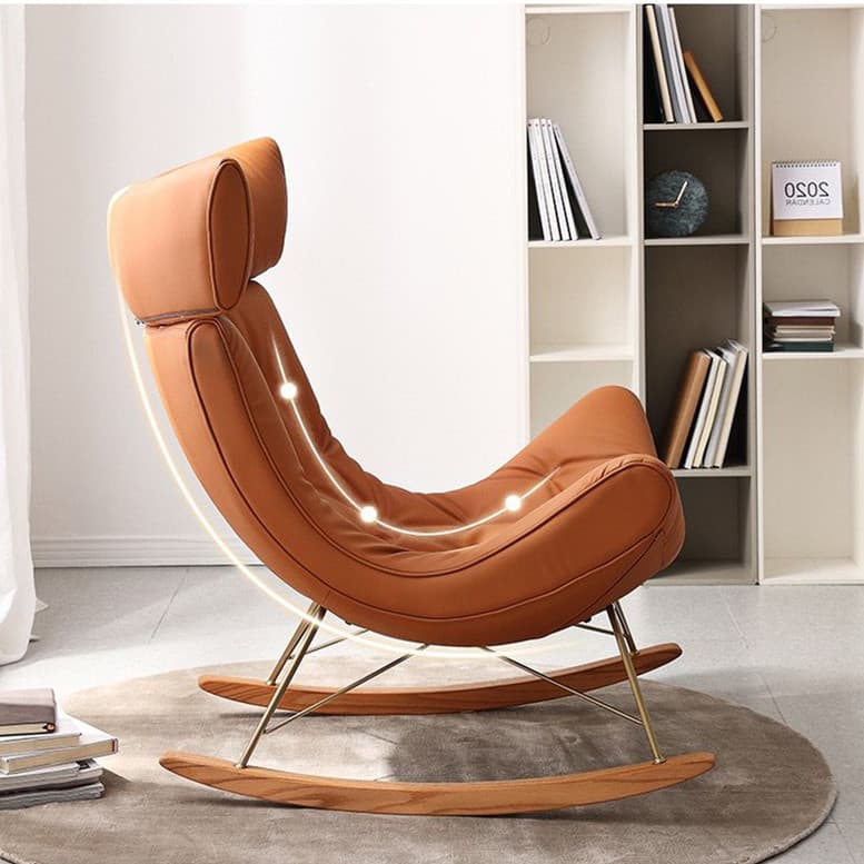 Cowhide leather single sofa rocking chair