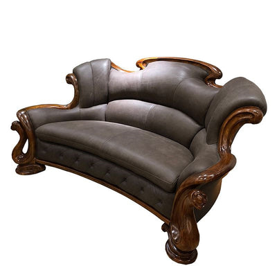 Luxury ebony wood leather sofa