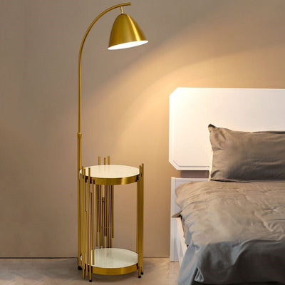 Golden tray floor lamp