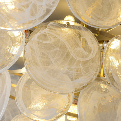 White circle Round Two-Tier Chandelier