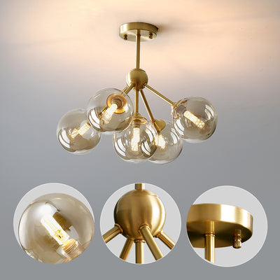 Amber Ball Gold Chandelier
