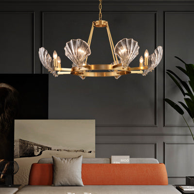 6 Lights Shell Mordern style Round crystal Glass Chandelier