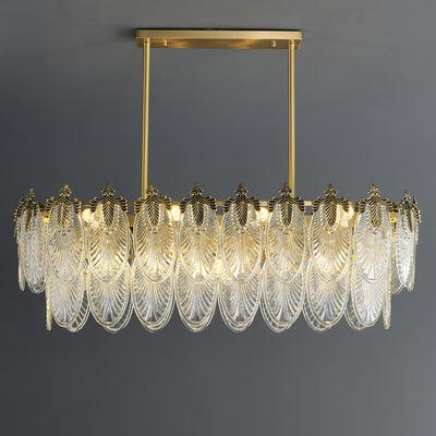Golden leaves flake crystal brass chandelier
