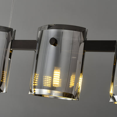 Modern Linear Smoke grey Rectangle chandelier L48"