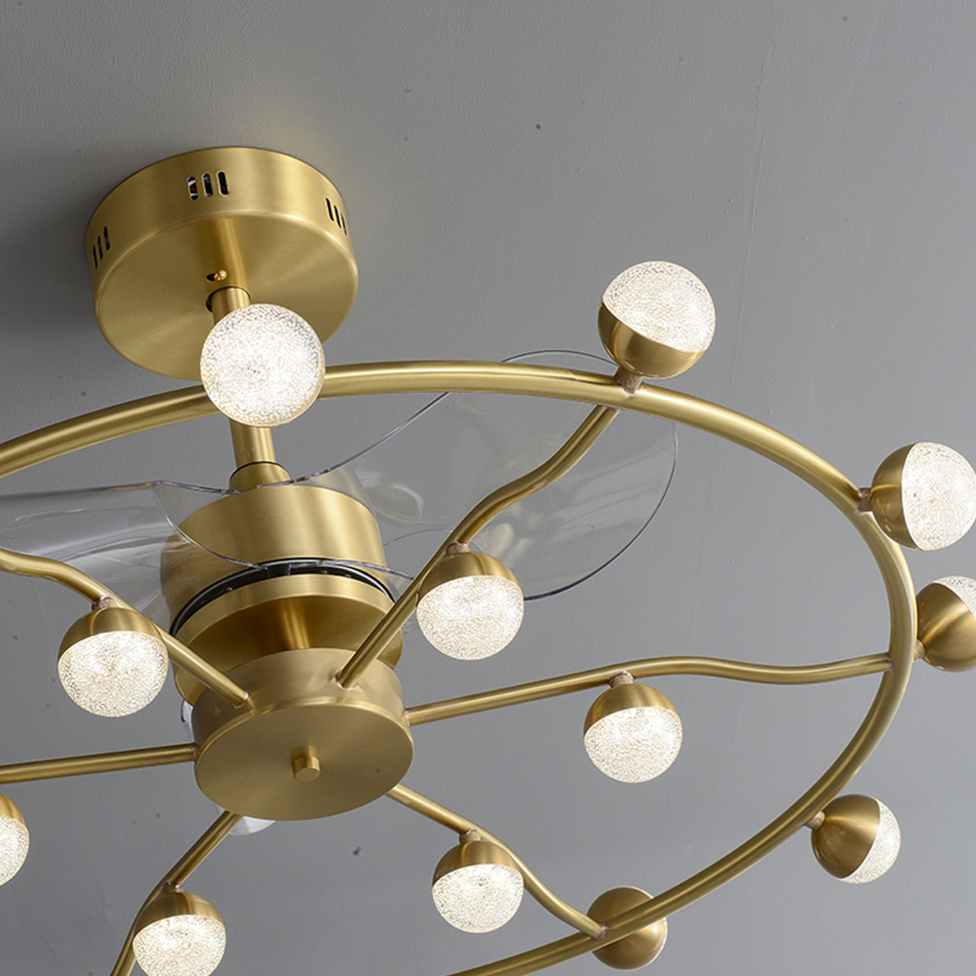 Multi Ball Round Brass Ceiling Fan