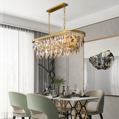 Luxury and full copper Crystal Fragment Line Chandelier