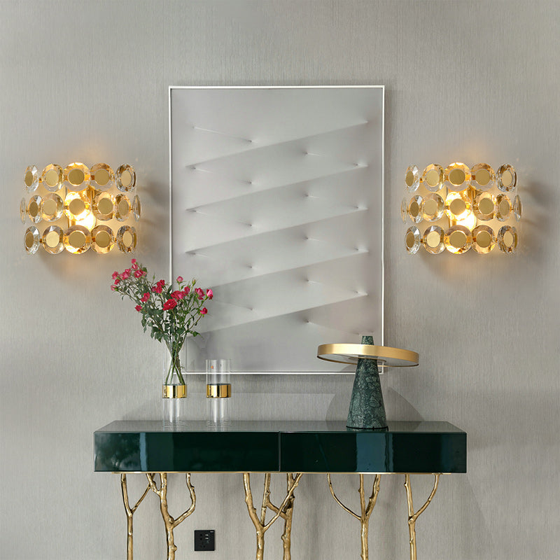 Coin Brass Crystal Wall Sconce