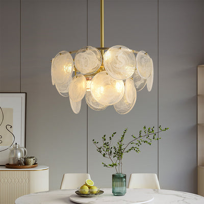 White circle Round Two-Tier Chandelier