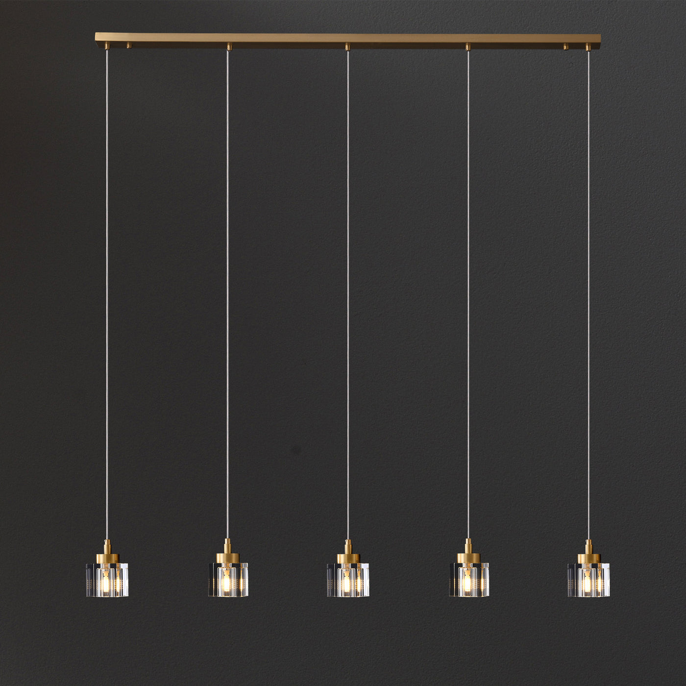 Line Cube Crystal Chandelier