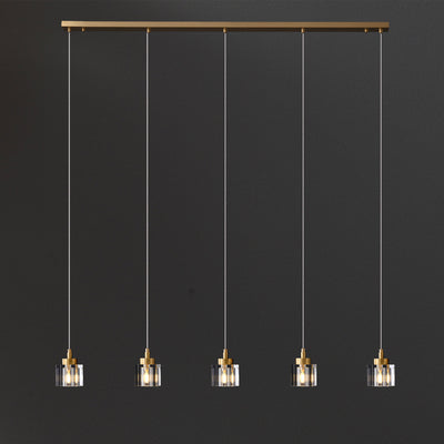 Line Cube Crystal Chandelier