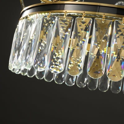 Creative Crown Crystal Round Golden Lamp Body Modern Chandelier
