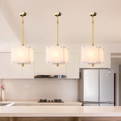 Square marble single head chandelier