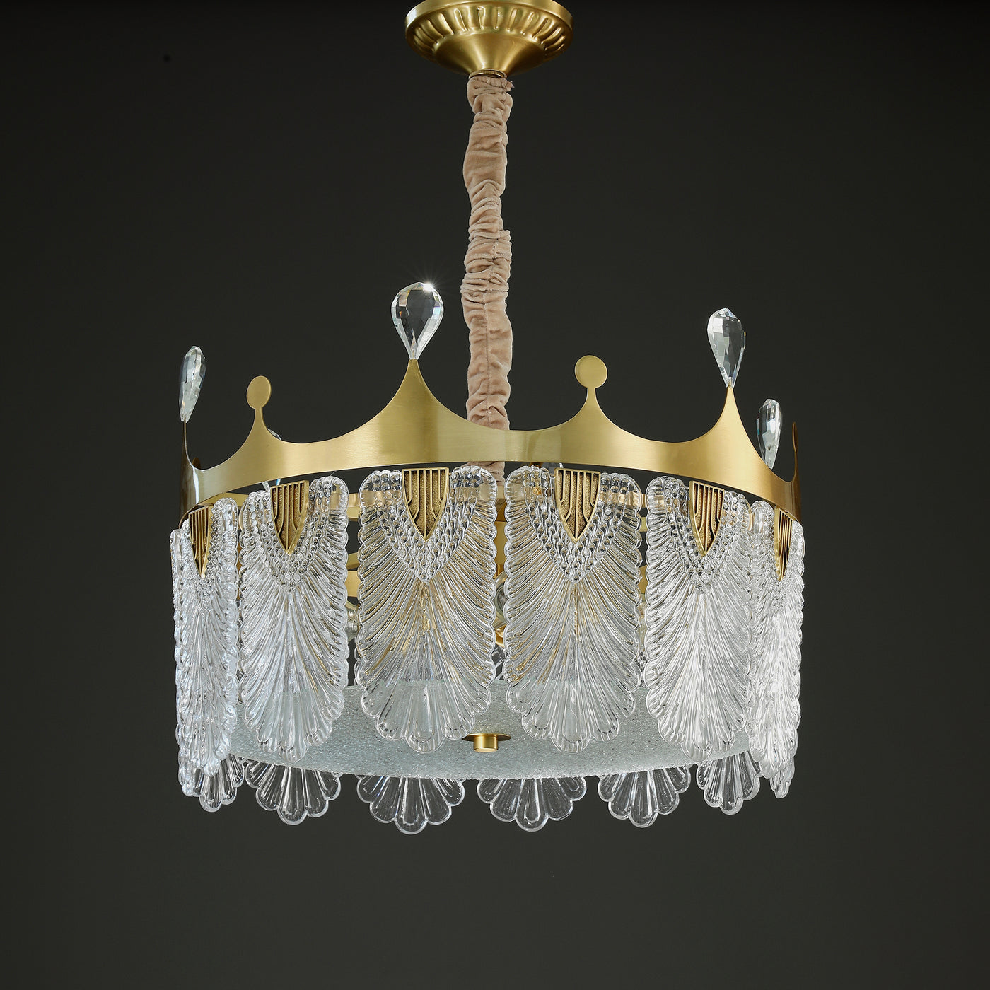 Creative crown Handmade Glass Round Chandelier