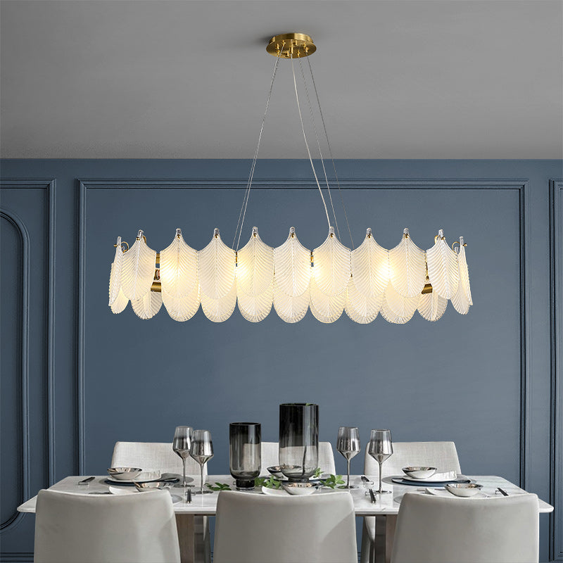 White Leaf rectangular chandelier