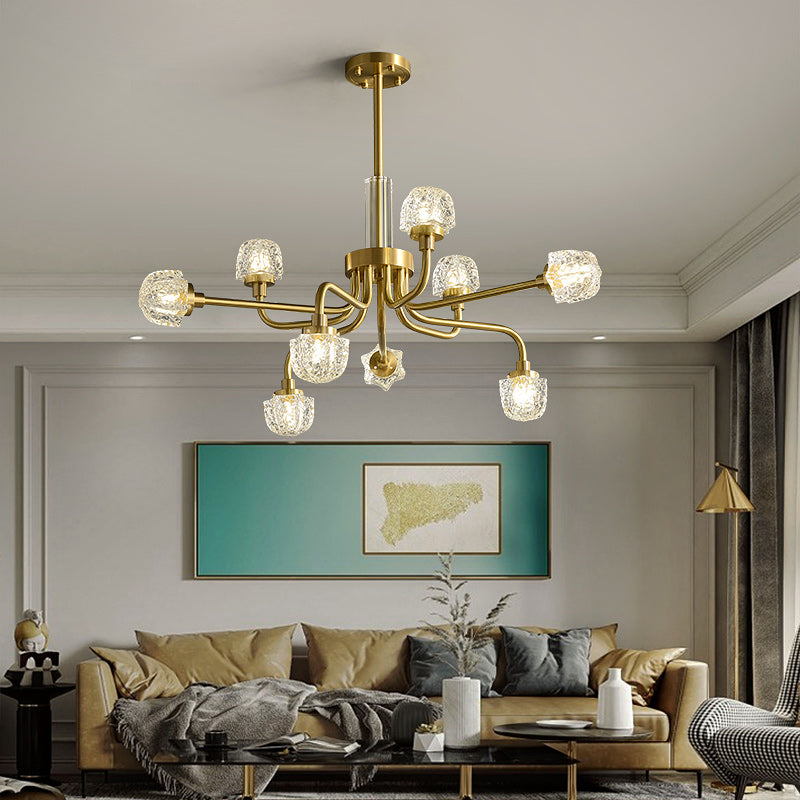9 Lights Full Copper Crystal Chandelier