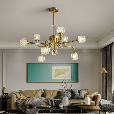 9 Lights Full Copper Crystal Chandelier