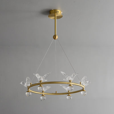 Multi birds ring chandelier