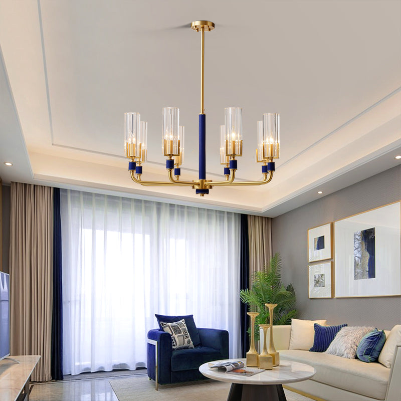 6 Lights Blue leather chandelier