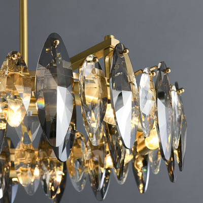 Industrial style crystal round chandelier