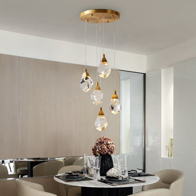 5 Lights Round Polygonal Chandelier