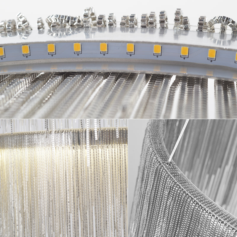 Silver double layer tassel chain chandelier