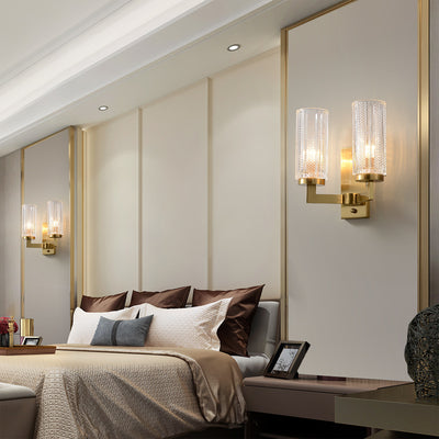 2-Lights Transparent Glass Wall Sconce