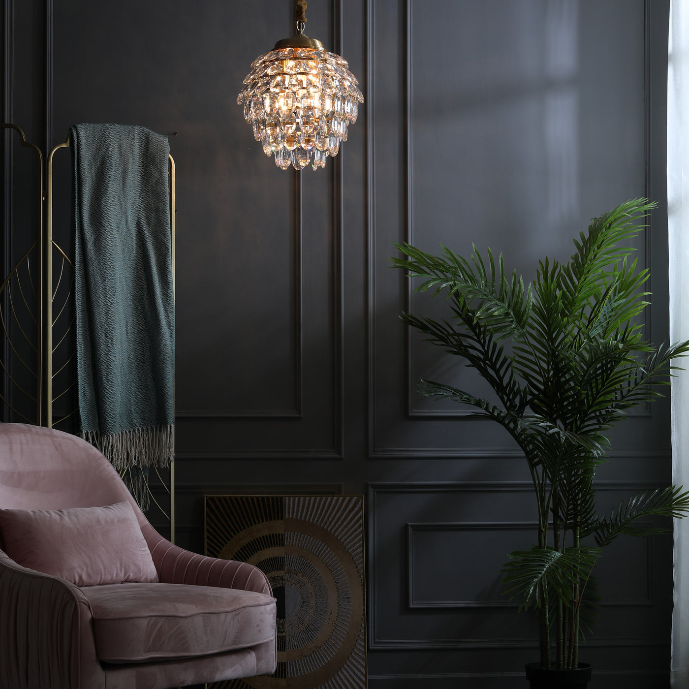 Pine cone shaped crystal chandelier