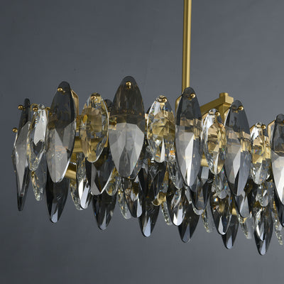 Industrial style crystal long chandelier