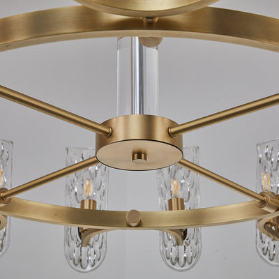 Water pattern glass gold chandelier