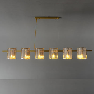 Modern Linear Smoke grey Rectangle chandelier L56"