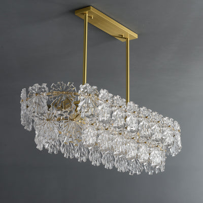 Postmodern luxury and full copper Snow glass rectangular chandelier