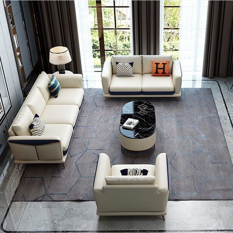 Modern luxury leather sofa combination