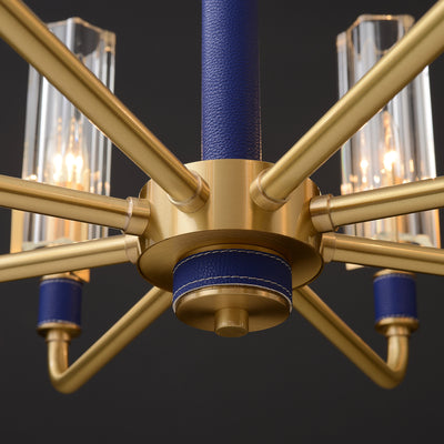 8 Lights Blue leather chandelier