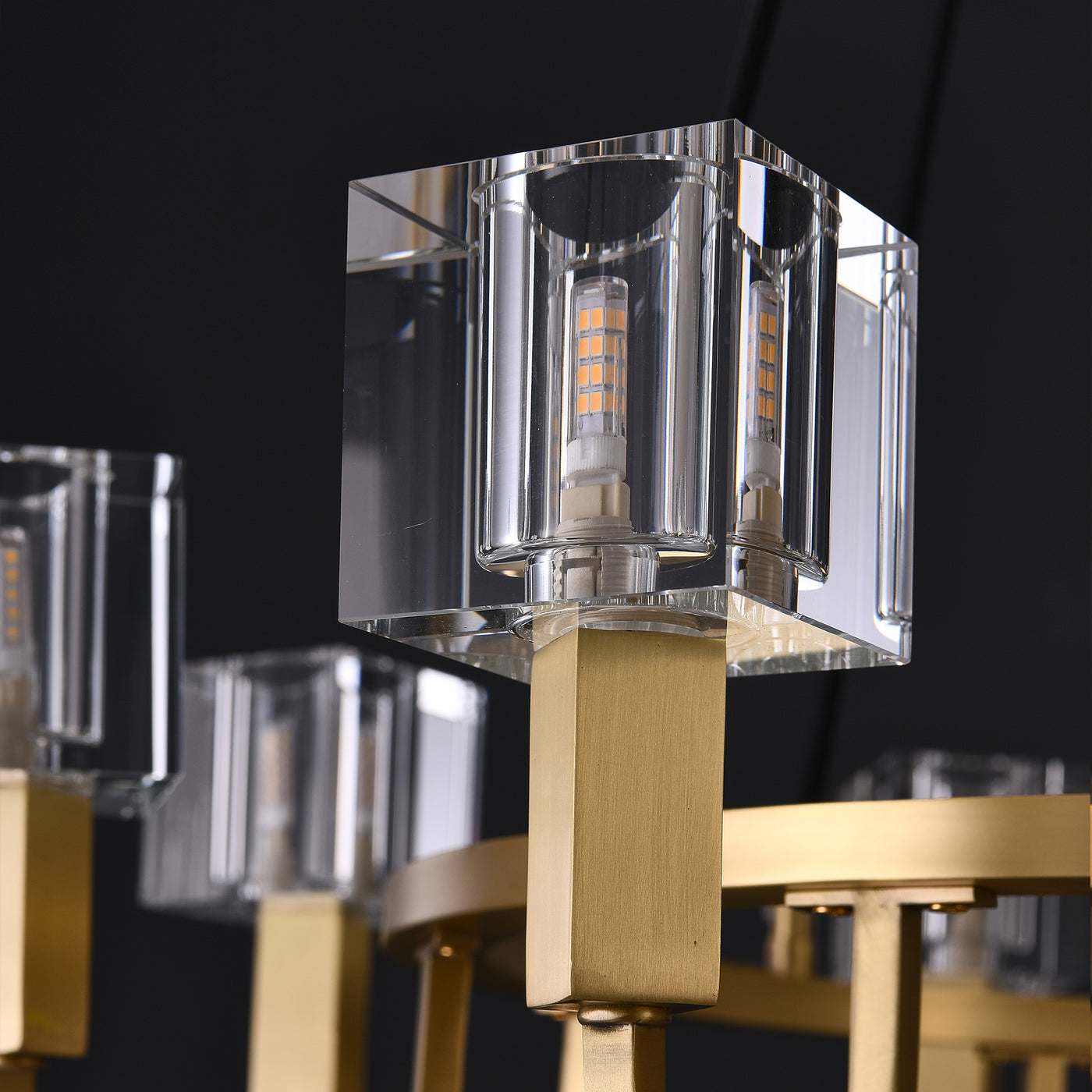 6 Light Round Cube Crystal Chandelier