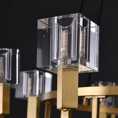 6 Light Round Cube Crystal Chandelier