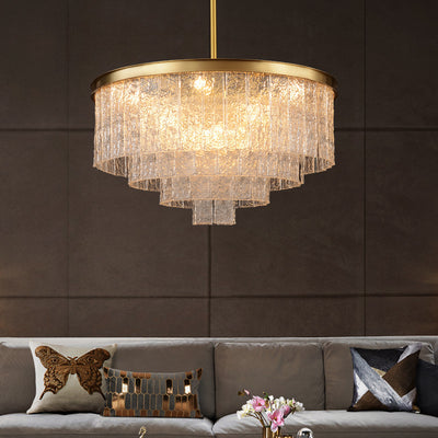 Round Golden Lamp Body Four-layer Modern Chandelier D32"