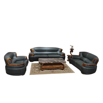 Luxury ebony wood leather sofa