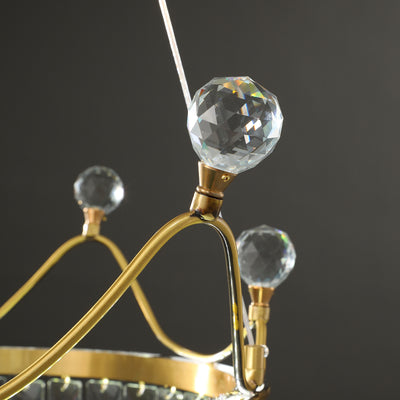 Creative Crown Crystal Round Golden Lamp Body Modern Chandelier