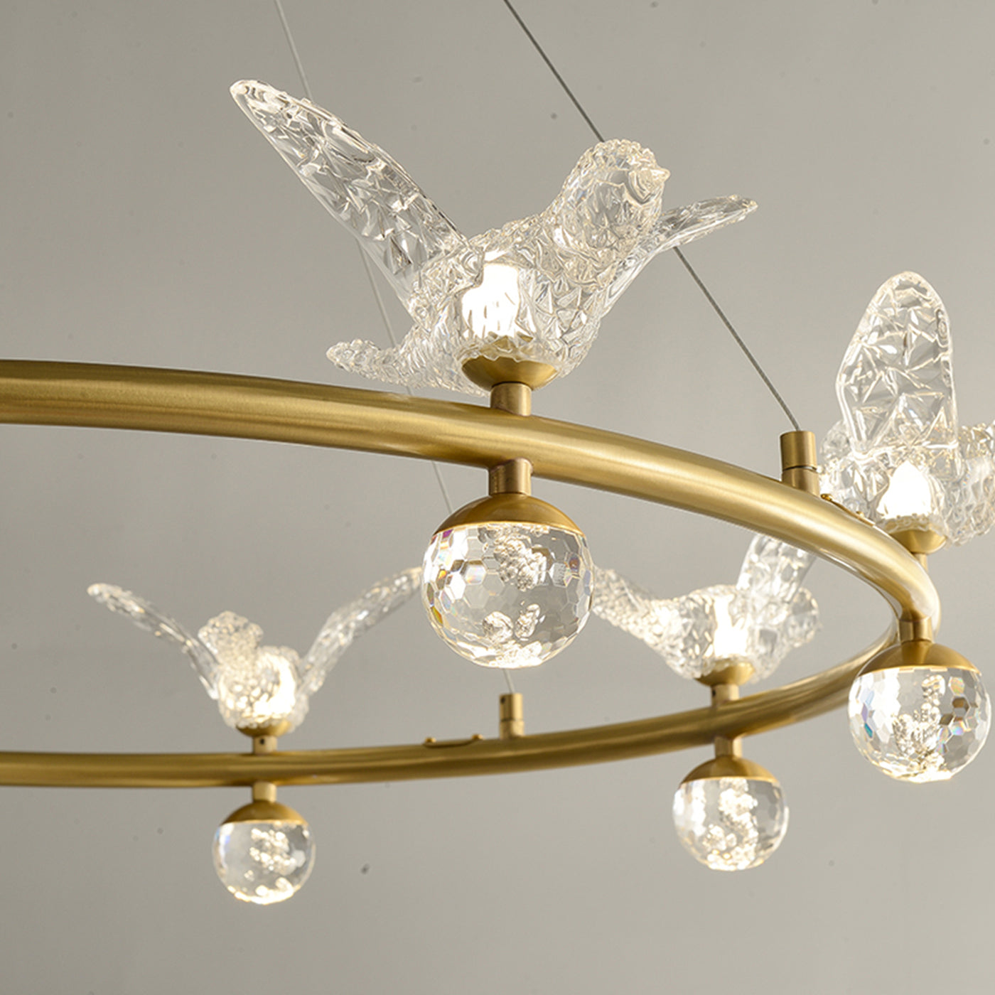 Multi birds ring chandelier