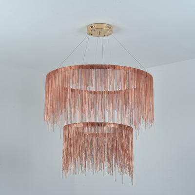 Silver double layer tassel chain chandelier